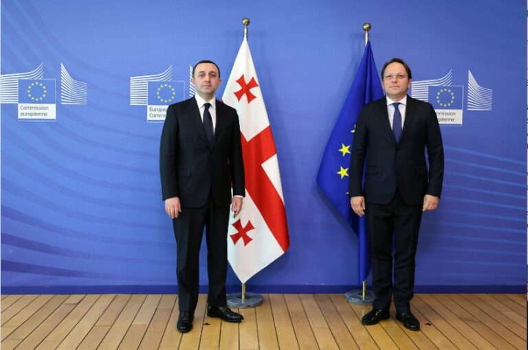 ირაკლი ღარიბაშვილი ევროპული სამეზობლო პოლიტიკისა და გაფართოების საკითხებში ევროკომისარს ოლივერ ვარჰეის შეხვდა