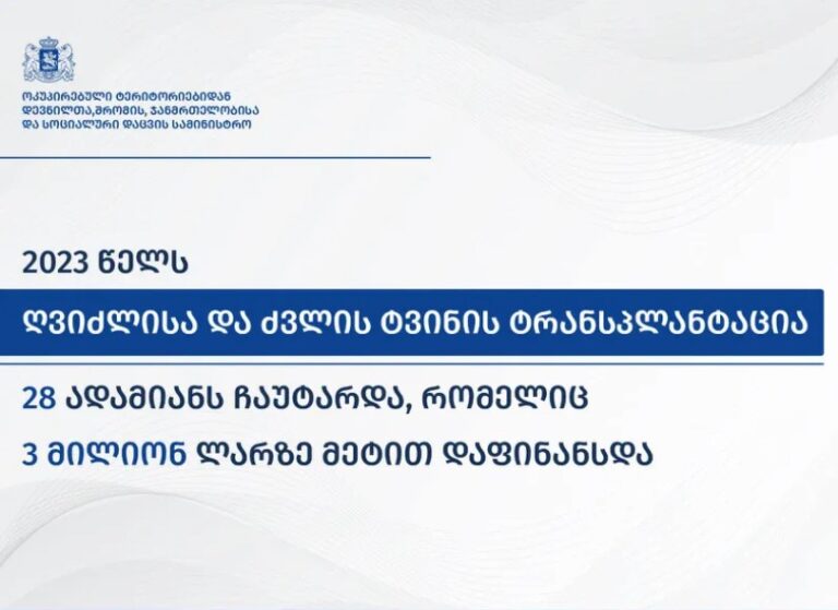 მიმდინარე წელს ღვიძლისა და ძვლის ტვინის ტრანსპლანტაცია 28 ადამიანს ჩაუტარდა, რომელიც სამ მილიონ ლარზე მეტით დაფინანსდა