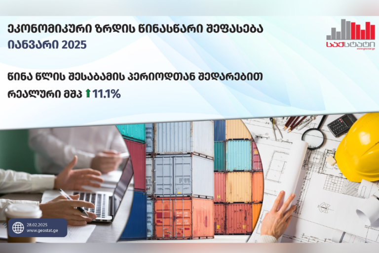 2025 წლის იანვარში საქართველოს ეკონომიკა 11,1%-ით გაიზარდა -საქსტატი