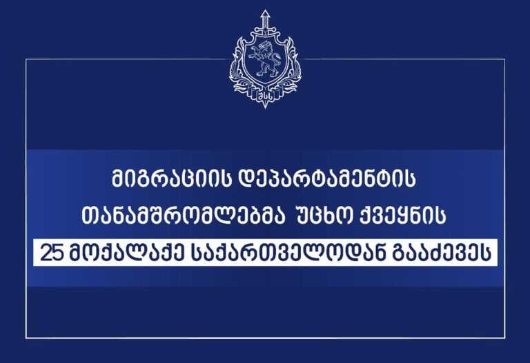 საქართველოდან უცხო ქვეყნის 25 მოქალაქე გააძევეს